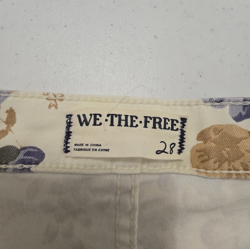 FREE PEOPLE We The‎ Free Crop Youthquake Print Flare Jeans Women's 28 Floral - Picture 11 of 13